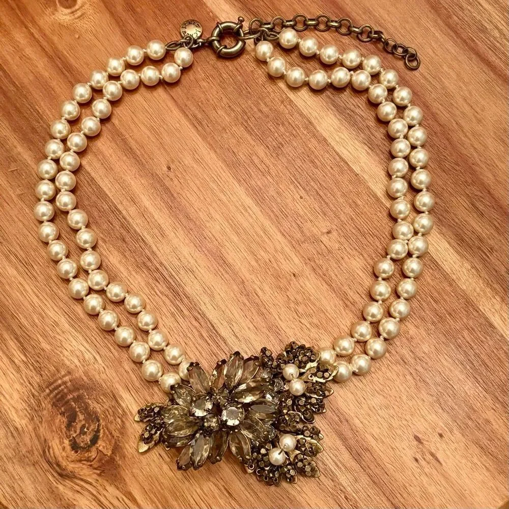 J.Crew | Ornate Pearl Statement Necklace | 18” Adjustable
